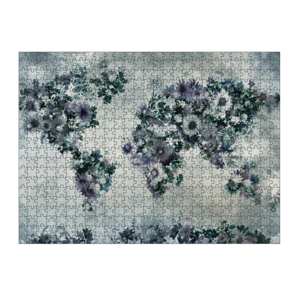 artboxONE Puzzle "World map floral 1" artboxONE - Floral,Abstrakt,Schwarzweiß