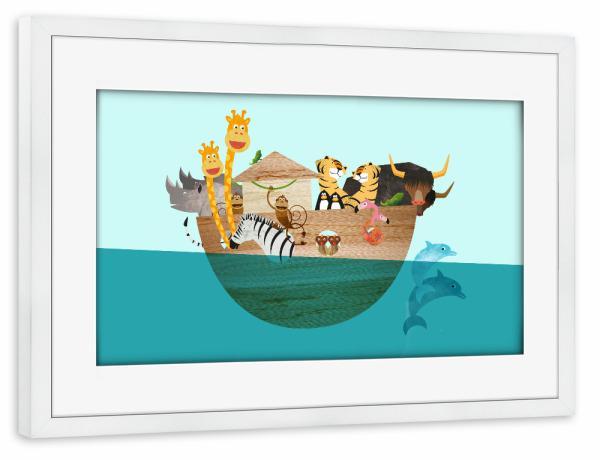 Poster mit Rahmen weiß "Alle an Bord" artboxONE - Für Kinder,Tiere