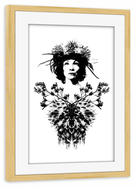 Poster mit Rahmen kiefer "Natura" artboxONE - Natur,Floral,Schwarzweiß,Fiktion