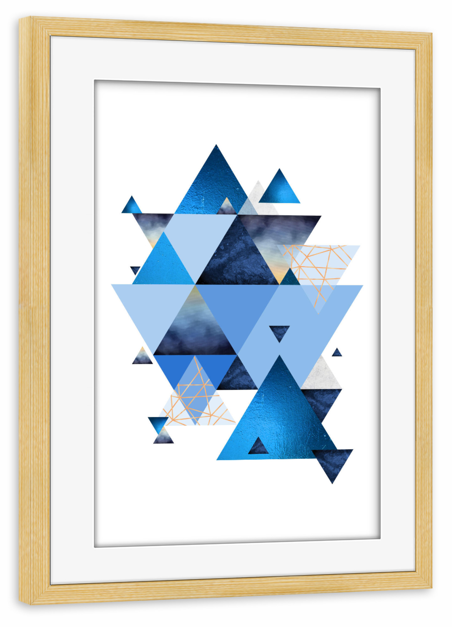 Poster mit Rahmen kiefer "Geometric Blue Vibe" artboxONE - Geometrie