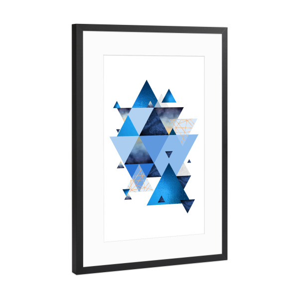 Poster mit Rahmen Schwarz (Metallic) "Geometric Blue Vibe" artboxONE - Geometrie