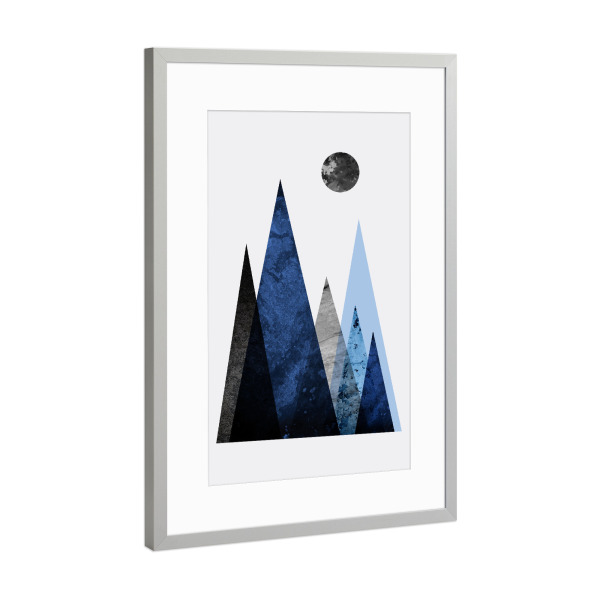Poster mit Rahmen Silber "Nordic Mountain Scene 2" artboxONE - Natur,Geometrie