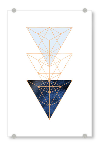 Acrylglasbild "Geometric Triangles in Blue" artboxONE - Geometrie