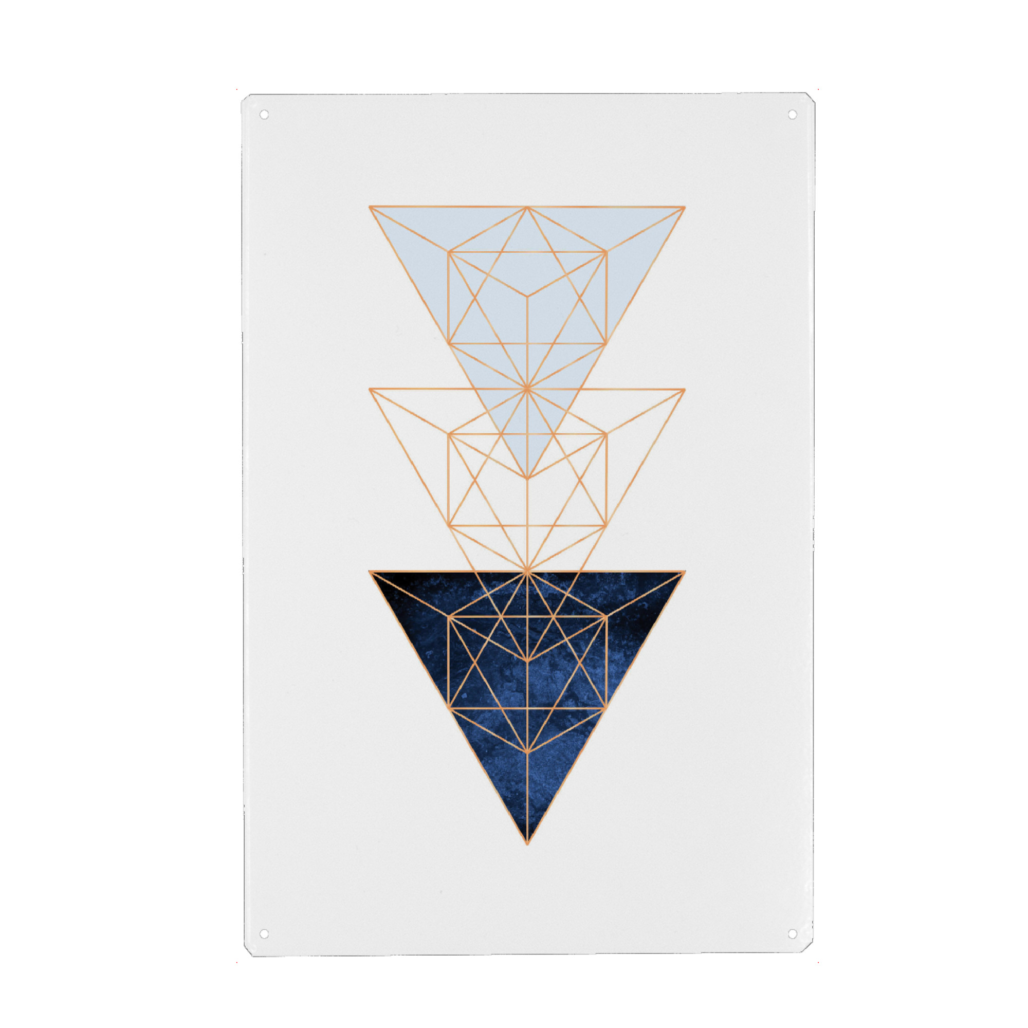 Metall Poster "Geometric Triangles in Blue" artboxONE - Geometrie