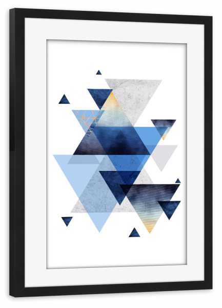 Poster mit Rahmen schwarz "Geometric Blue Arrangement" artboxONE - Geometrie