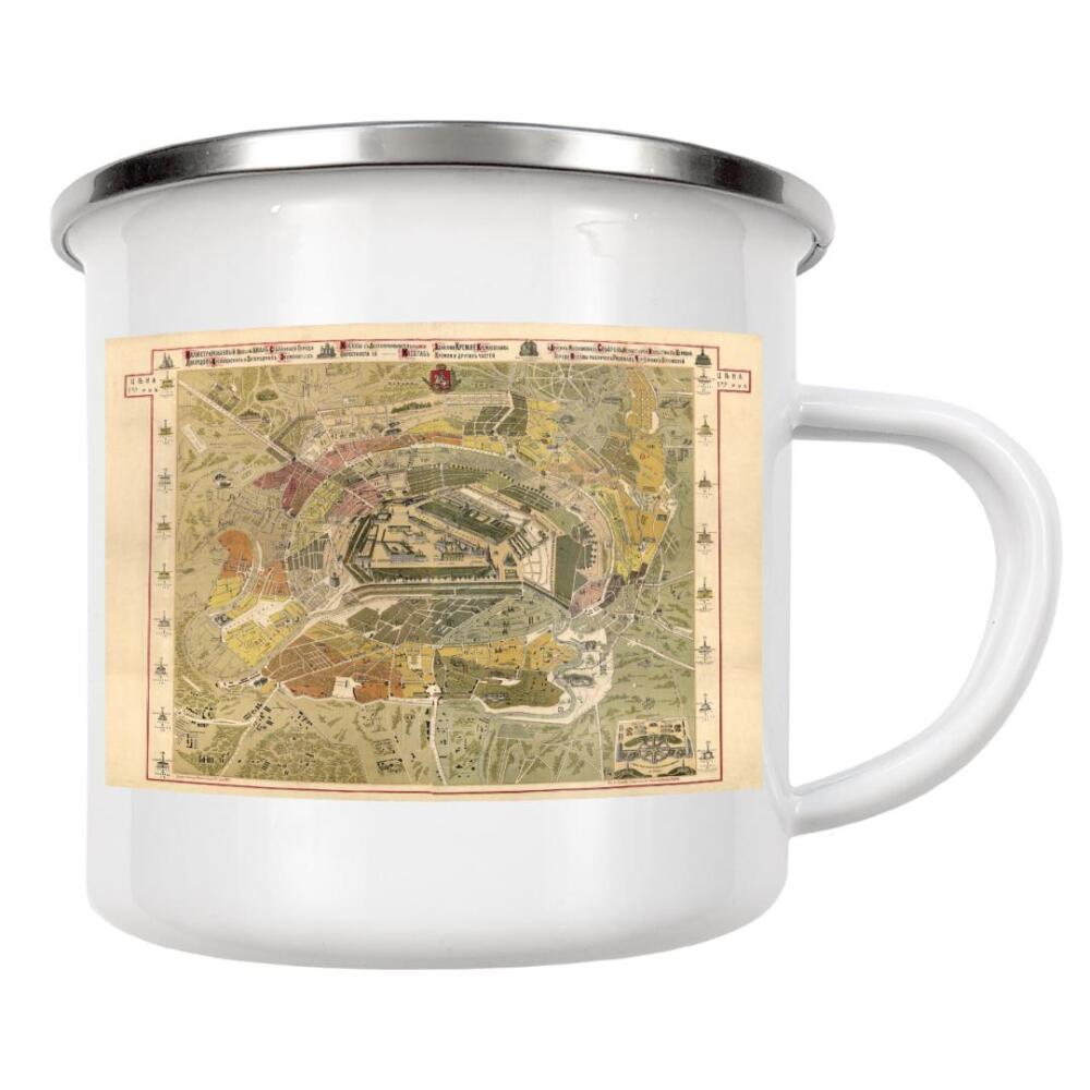 Emaille Tasse "Karte von Moskau" artboxONE - Kartografie - Karte,Karten,Retro,Alt,Farbe,Weltkarte,Reise,Souvenir,Flach,Straße