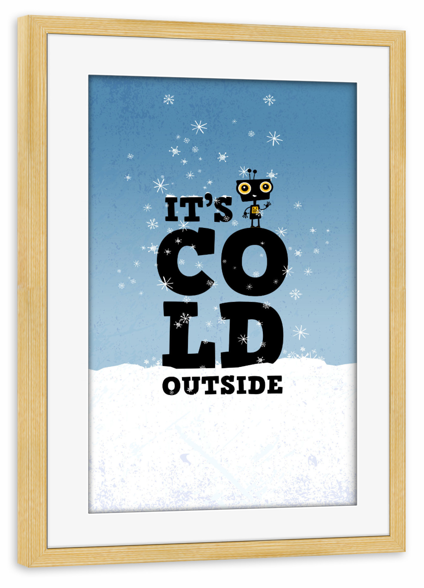 Poster mit Rahmen kiefer "It's cold outside" artboxONE - Typografie,Für Kinder,Comic,Weihnachten