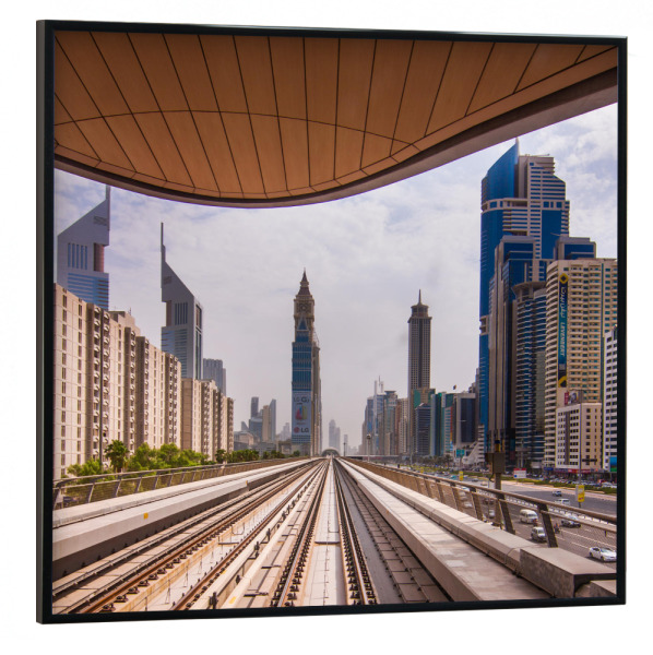 Poster mit schwarzem Rahmen 30x30 cm "Dubai Metro" artboxONE - Reise,Architektur,Städte / Dubai
