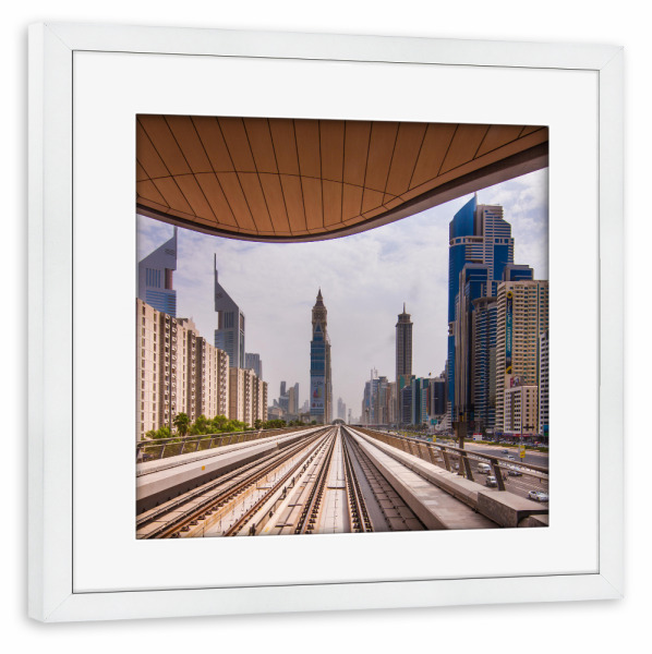 Poster mit Rahmen weiß "Dubai Metro" artboxONE - Reise,Architektur,Städte / Dubai