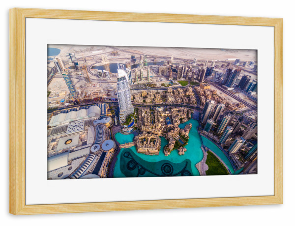 Poster mit Rahmen kiefer "Dubai Panorama 2" artboxONE - Reise,Architektur,Städte / Dubai