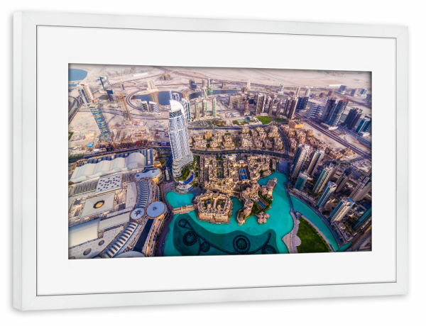 Poster mit Rahmen weiß "Dubai Panorama 2" artboxONE - Reise,Architektur,Städte / Dubai