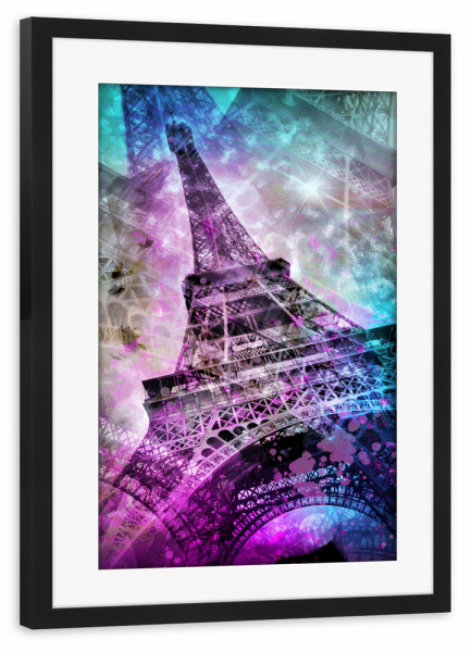 Poster mit Rahmen schwarz "Pop Art Eiffelturm" artboxONE - Reise,Abstrakt,Architektur,Städte / Paris,Reise / Länder