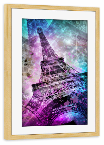 Poster mit Rahmen kiefer "Pop Art Eiffelturm" artboxONE - Reise,Abstrakt,Architektur,Städte / Paris,Reise / Länder