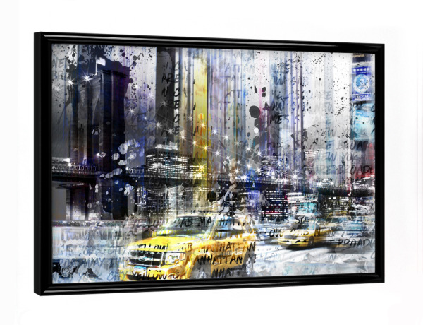 Poster mit schwarzem Rahmen "City-Art NYC Collage" artboxONE - Städte / New York,Typografie,Abstrakt,Architektur,Automobile,Streetart,Reise / Länder
