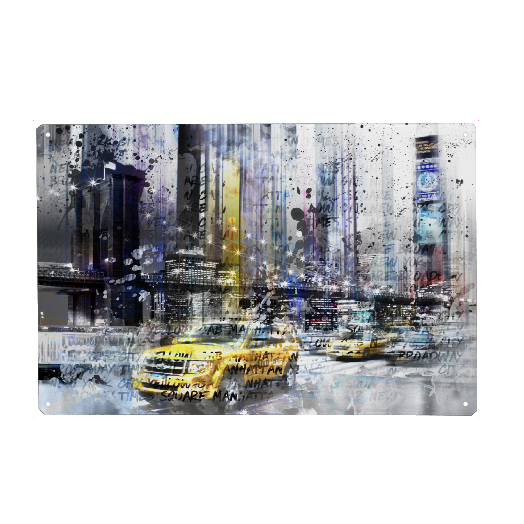 Metall Poster "City-Art NYC Collage" artboxONE - Städte / New York,Typografie,Abstrakt,Architektur,Automobile,Streetart,Reise / Länder