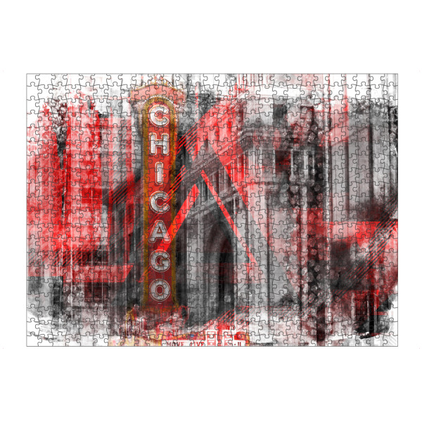 artboxONE Puzzle "Chicago | Geometric Mix No. 4" artboxONE - Schwarzweiß,Architektur,Geometrie,Streetart,Städte / Chicago,Reise / Länder