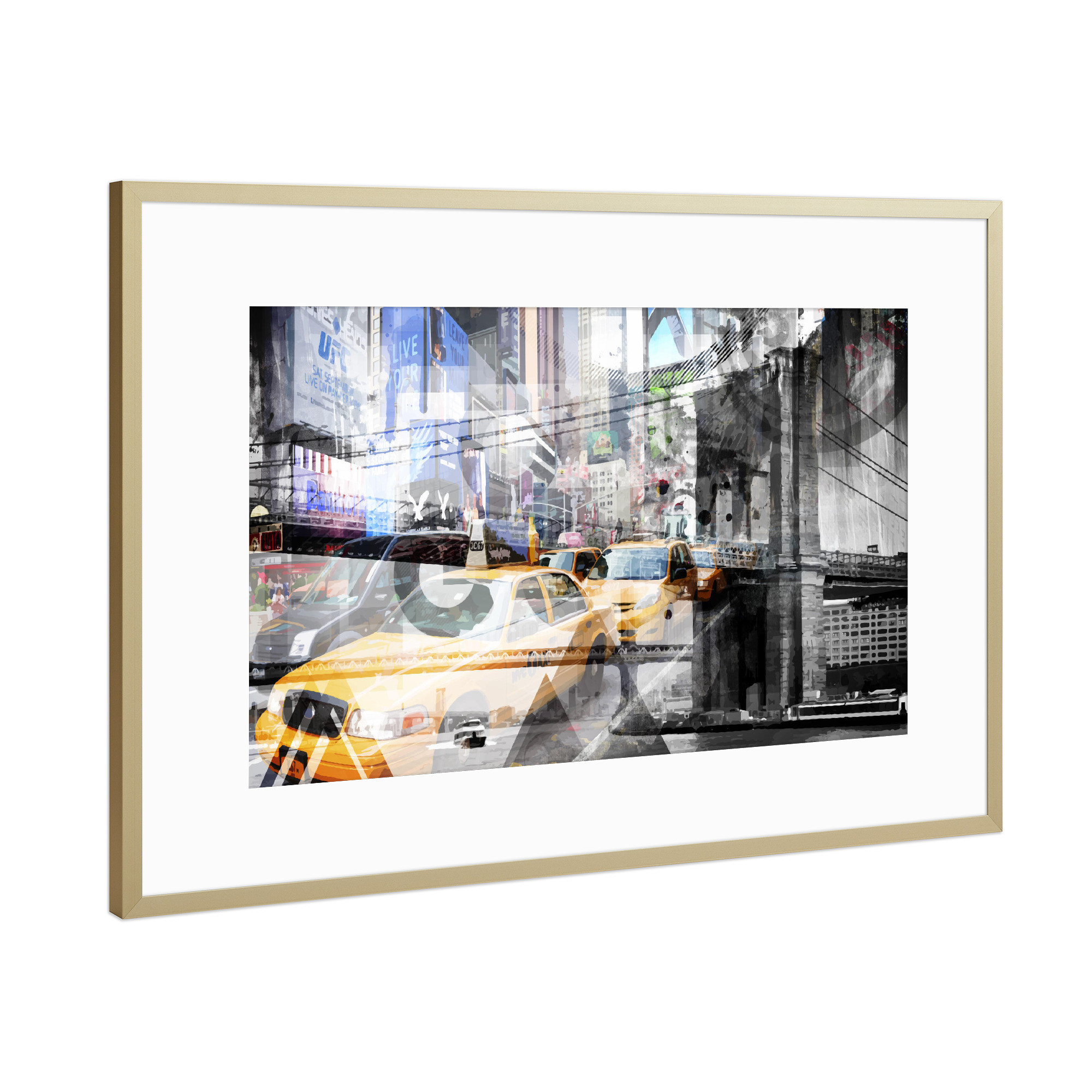 Poster mit Rahmen Gold "New York City | Geometric Mix No. 9" artboxONE - Städte / New York,Abstrakt,Automobile,Streetart,Reise / Länder