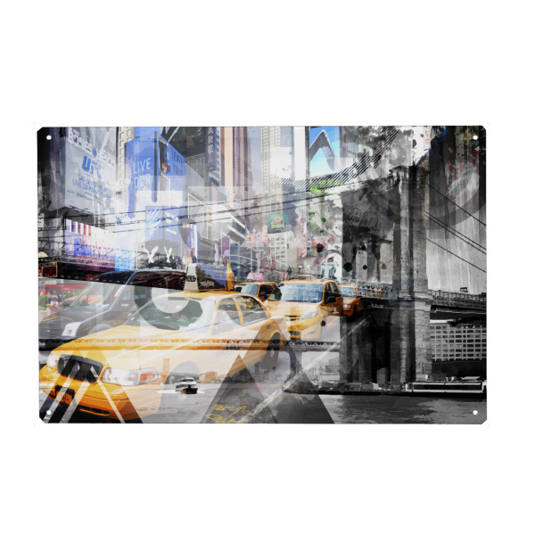 Metall Poster "New York City | Geometric Mix No. 9" artboxONE - Städte / New York,Abstrakt,Automobile,Streetart,Reise / Länder