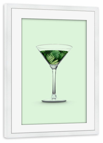 Poster mit Rahmen weiß "Nature Drink" artboxONE - Natur,Essen & Trinken,Abstrakt - Martini,Glas,Getränk,Natur,Pflanze,Fotomontage,Cocktail