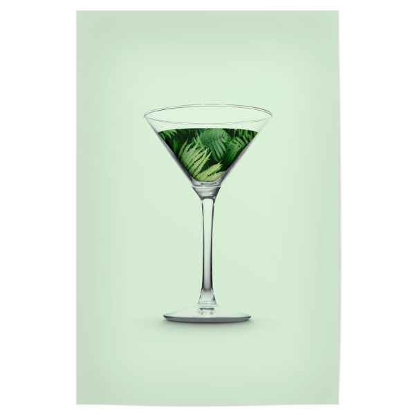 Poster 30x20 cm "Nature Drink" artboxONE - Natur,Essen & Trinken,Abstrakt - Martini,Glas,Getränk,Natur,Pflanze,Fotomontage,Cocktail