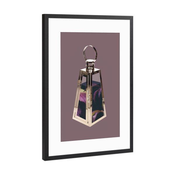 Poster mit Rahmen Schwarz (Metallic) "Nature Lamp" artboxONE - Natur,Floral - Surrealismus,Laterne,Herbst,Blätter,Natur,Fotomontage,Leaf