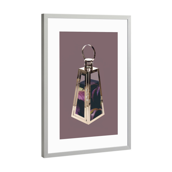 Poster mit Rahmen Silber "Nature Lamp" artboxONE - Natur,Floral - Surrealismus,Laterne,Herbst,Blätter,Natur,Fotomontage,Leaf