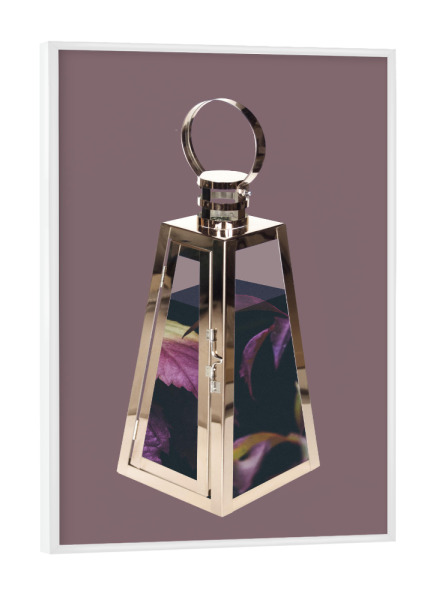 Poster mit weißem Rahmen "Nature Lamp" artboxONE - Natur,Floral - Surrealismus,Laterne,Herbst,Blätter,Natur,Fotomontage,Leaf