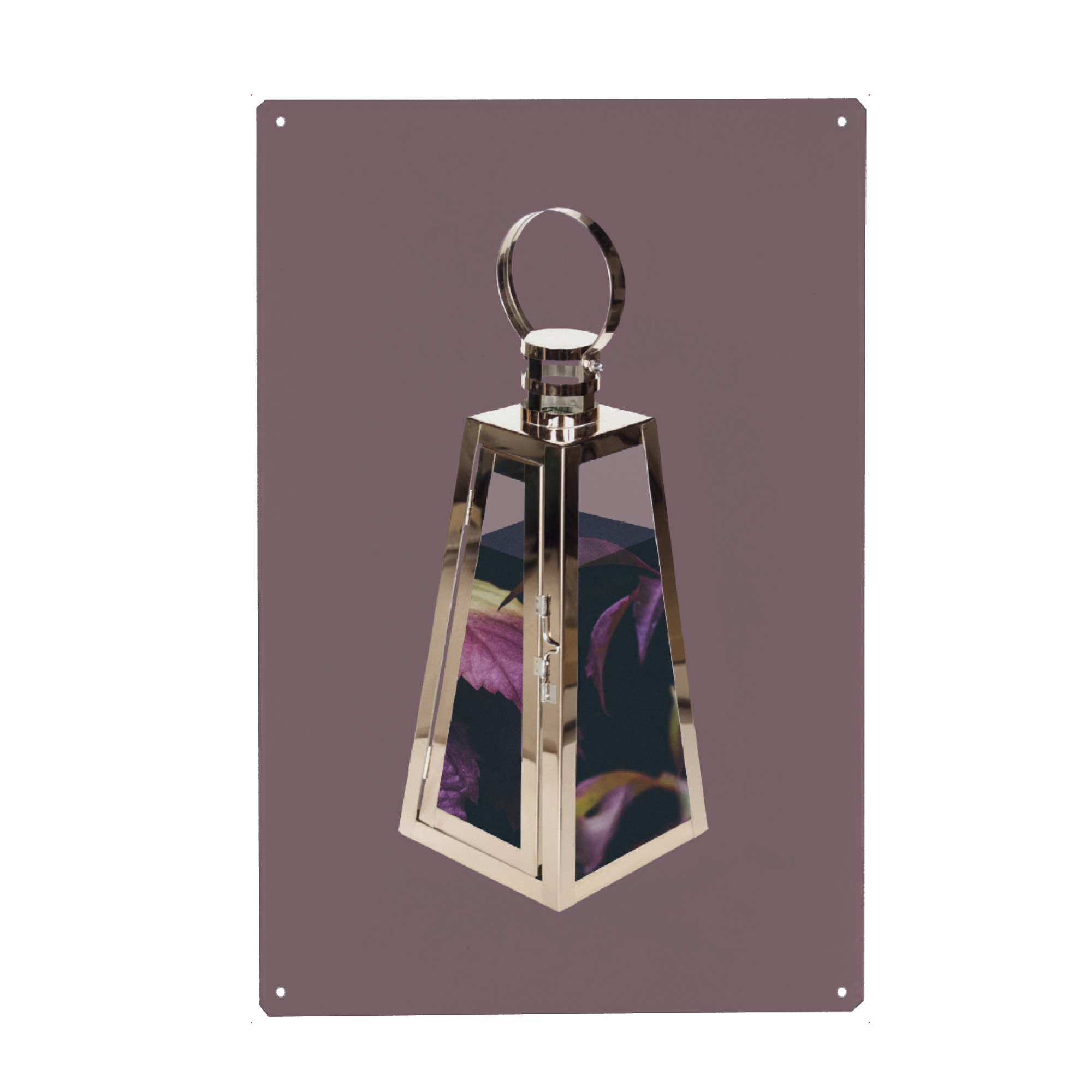 Holzbild "Nature Lamp" artboxONE - Natur,Floral - Surrealismus,Laterne,Herbst,Blätter,Natur,Fotomontage,Leaf