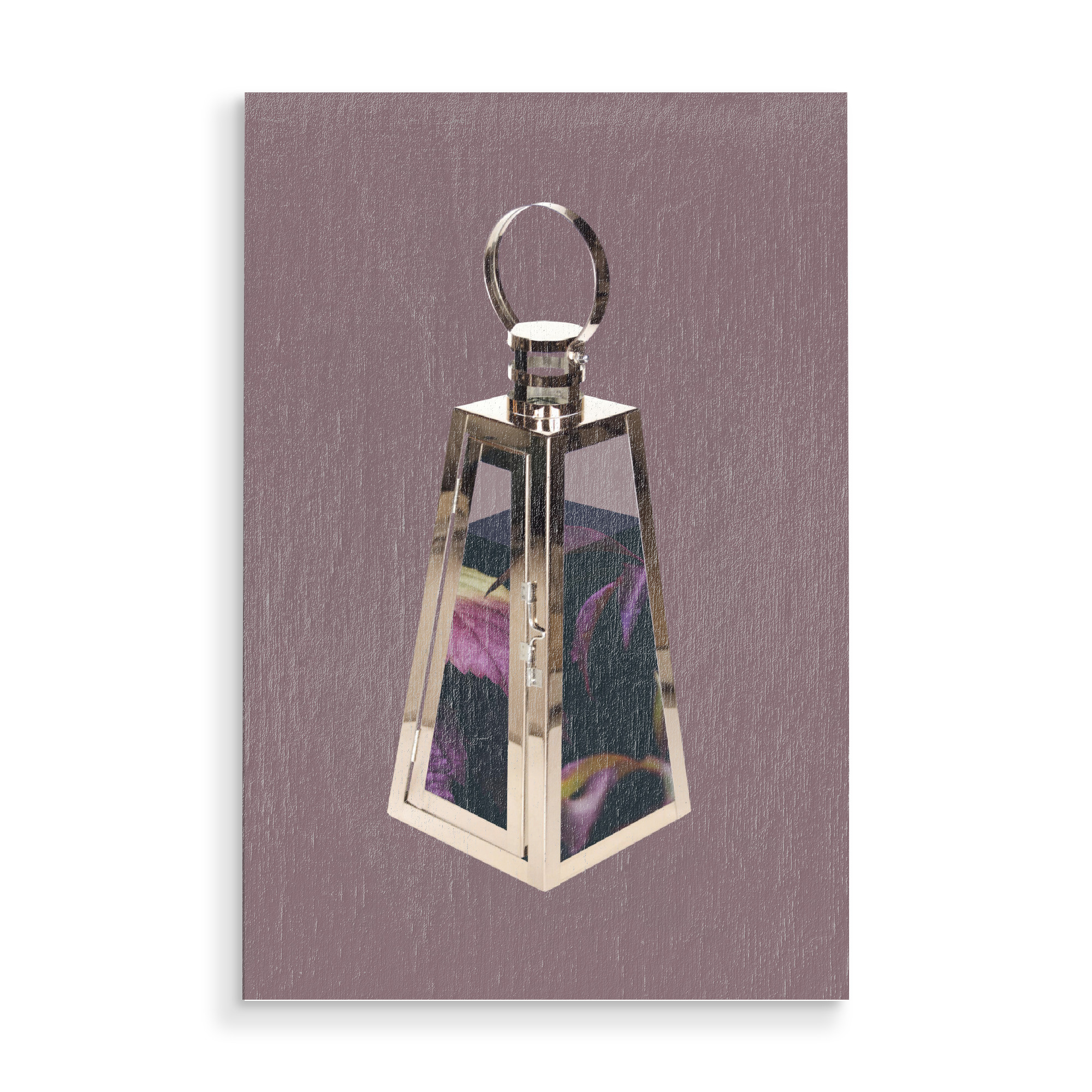 Holzbild "Nature Lamp" artboxONE - Natur,Floral - Surrealismus,Laterne,Herbst,Blätter,Natur,Fotomontage,Leaf