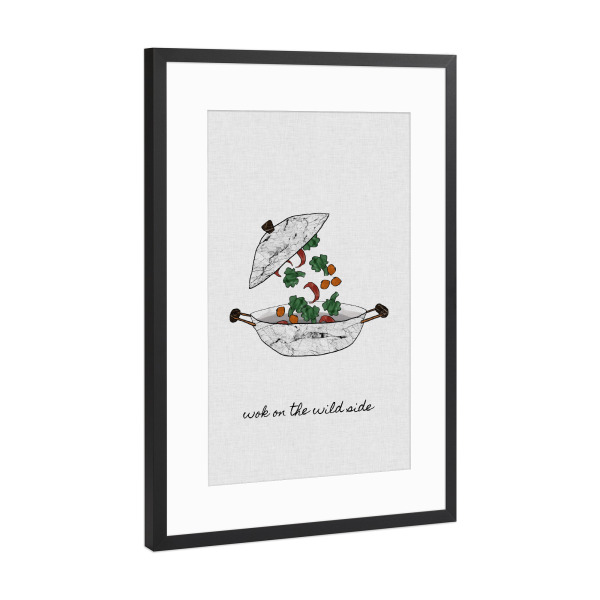 Poster mit Rahmen Schwarz (Metallic) "Wok on the Wild Side" artboxONE - Typografie,Essen & Trinken,Musik,Lustig