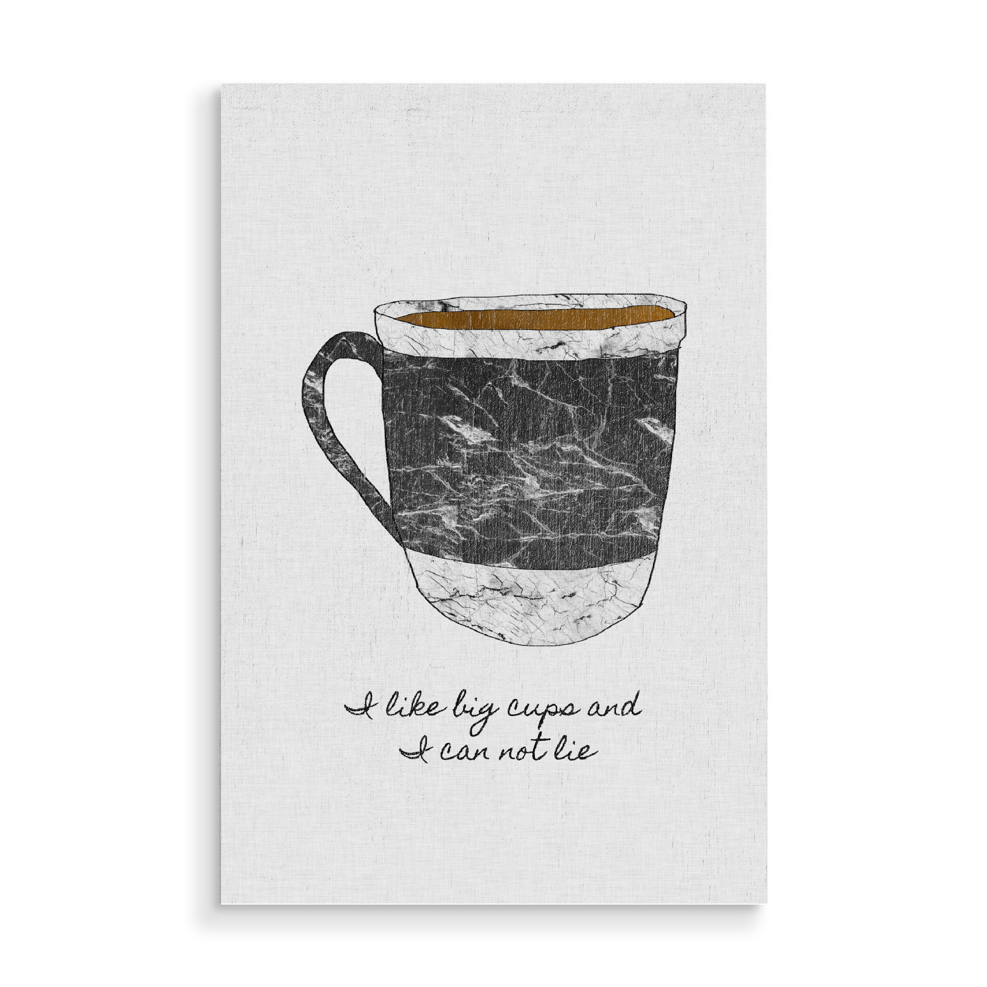 Holzbild "I Like Big Cups & I Can Not Lie" artboxONE - Typografie,Essen & Trinken,Musik,Marmor