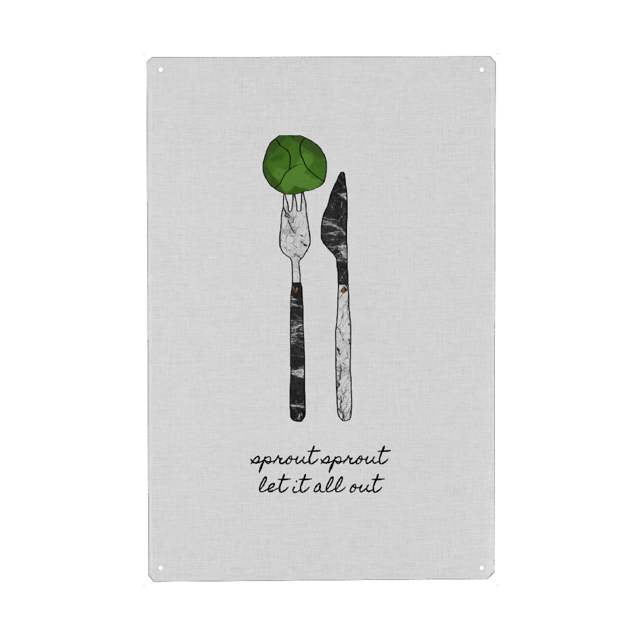 Holzbild "Sprout Sprout Let it All Out" artboxONE - Typografie,Essen & Trinken,Musik,Marmor,Essen & Trinken / Obst & Gemüse,Lustig