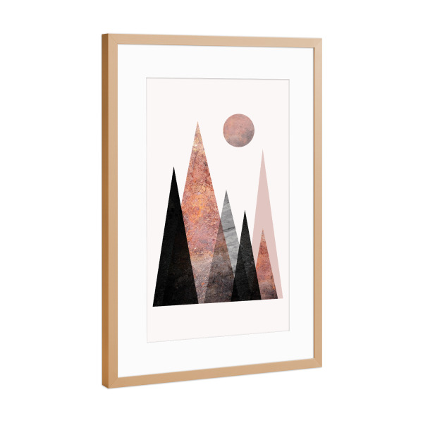 Poster mit Rahmen Kupfer "Nordic Mountain Range 2" artboxONE - Natur,Geometrie