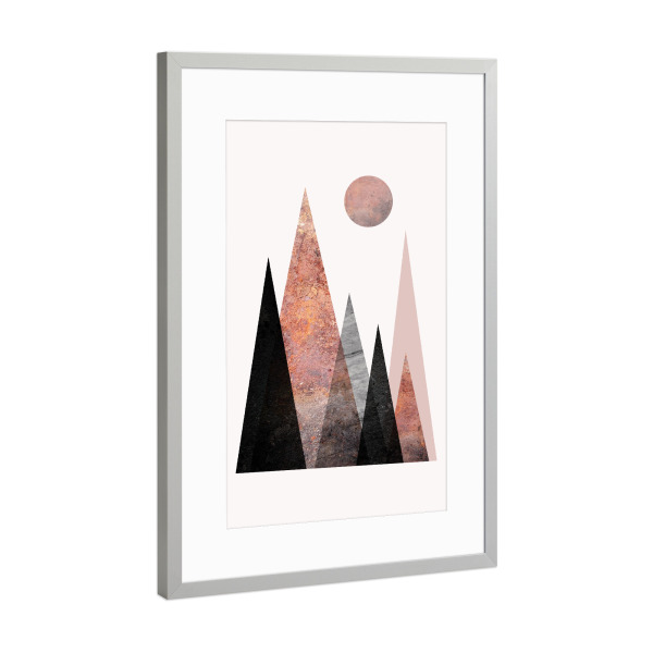 Poster mit Rahmen Silber "Nordic Mountain Range 2" artboxONE - Natur,Geometrie