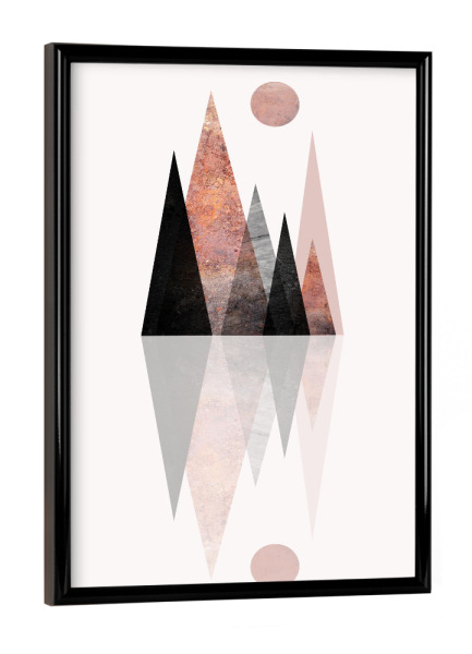 Poster mit schwarzem Rahmen "Scandi Mountain Reflection" artboxONE - Natur,Geometrie
