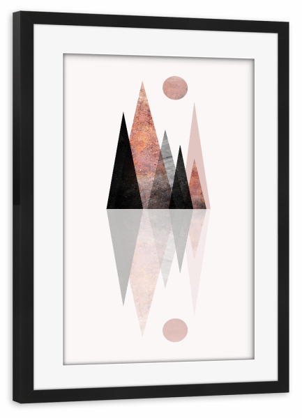 Poster mit Rahmen schwarz "Scandi Mountain Reflection" artboxONE - Natur,Geometrie