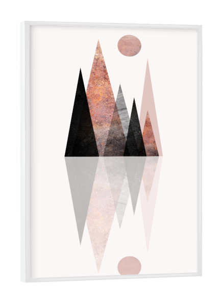 Poster mit weißem Rahmen "Scandi Mountain Reflection" artboxONE - Natur,Geometrie