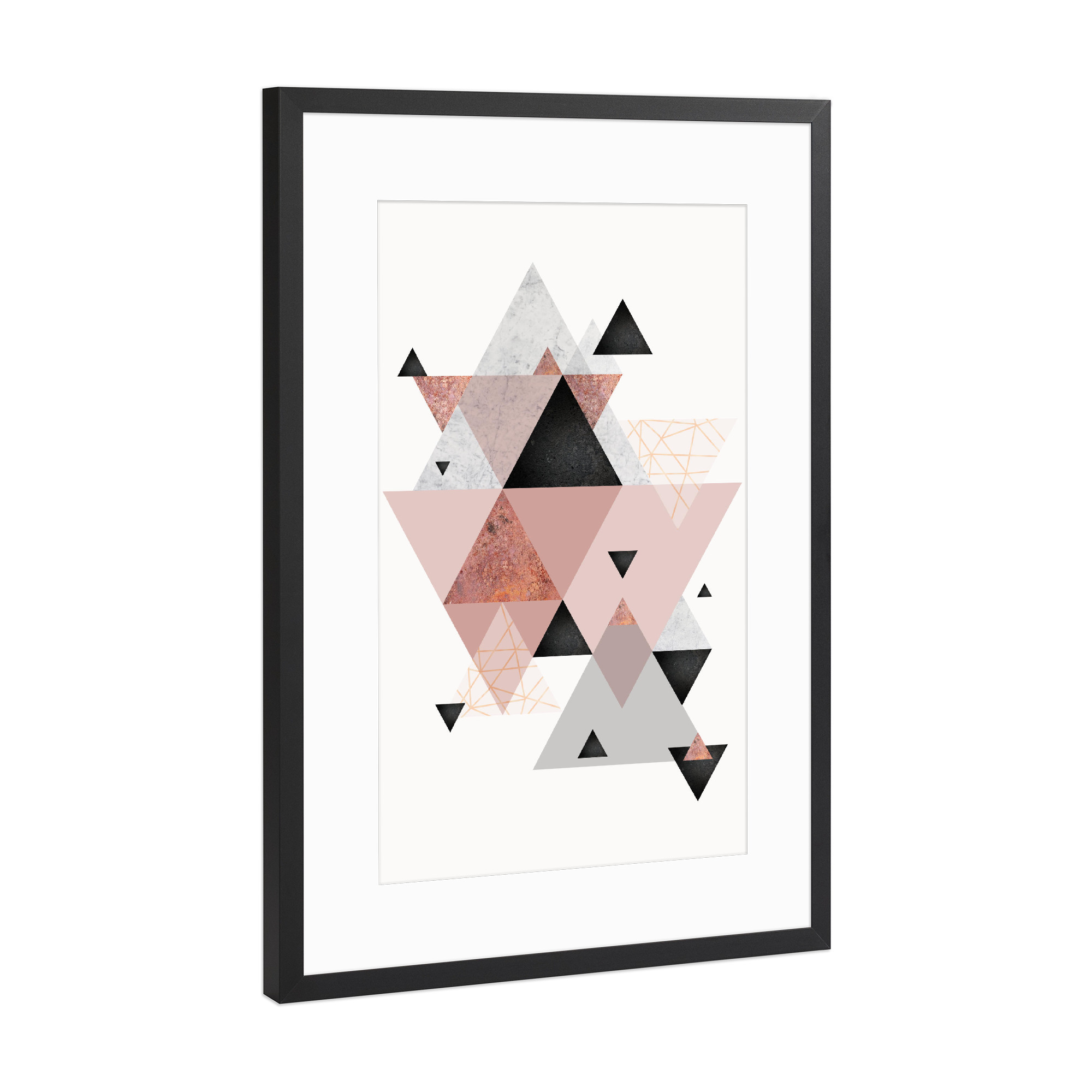 Poster mit Rahmen Schwarz (Metallic) "Geometric Arrangement in Blush" artboxONE - Geometrie