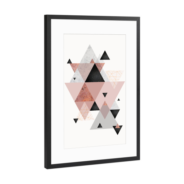 Poster mit Rahmen Schwarz (Metallic) "Geometric Arrangement in Blush" artboxONE - Geometrie