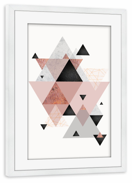 Poster mit Rahmen weiß "Geometric Arrangement in Blush" artboxONE - Geometrie