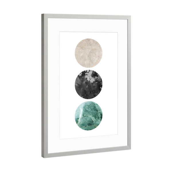 Poster mit Rahmen Silber "Minimalist Circles" artboxONE - Geometrie
