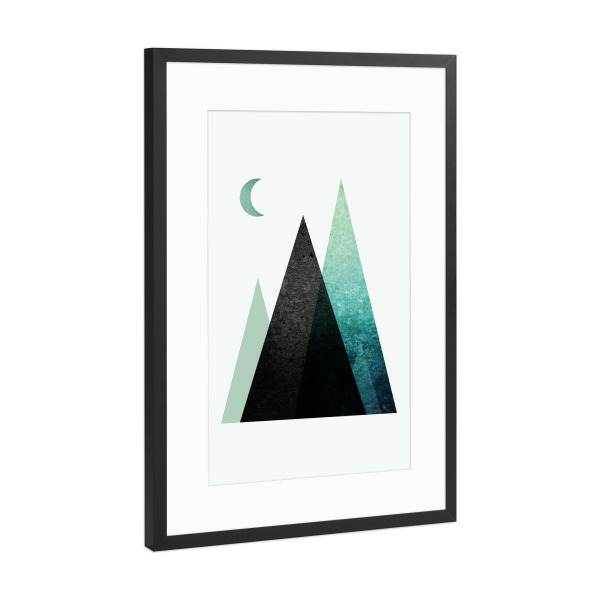 Poster mit Rahmen Schwarz (Metallic) "Nordic Mountain Range" artboxONE - Geometrie