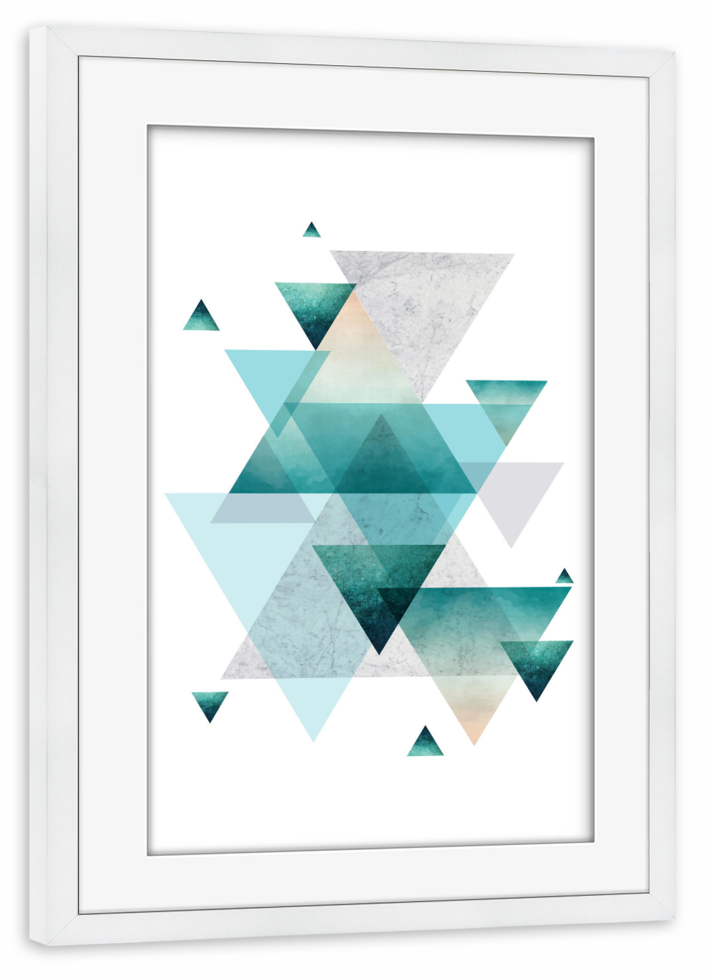 Poster mit Rahmen weiß "Geometric Vibe in Aqua" artboxONE - Geometrie