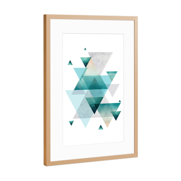 Poster mit Rahmen Kupfer "Geometric Vibe in Aqua" artboxONE - Geometrie