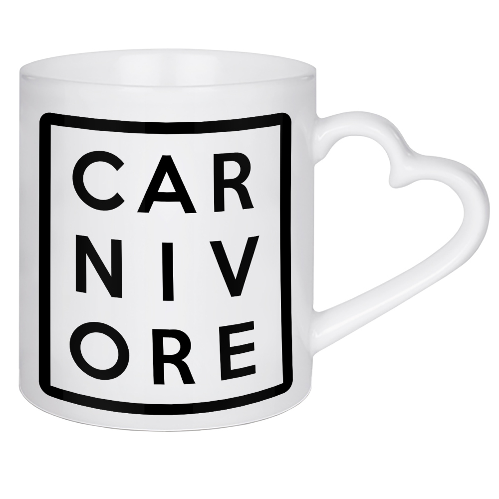 Herztasse "Fleischfresser" artboxONE - Typografie - Fleischfresser,Fleisch,Vegetarier,Gemüse,Essen,Essen