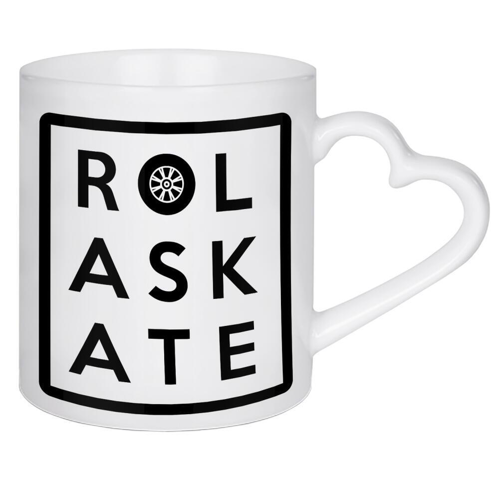 Herztasse "RollerSkate-Buchstabenraster" artboxONE - Typografie - Rollschuh,Schlittschuh,Roller,Kreuzfahrt,Sport,Typ,Typografie,Stadt,Urban,Zitat