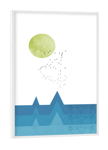 Poster mit weißem Rahmen "The sea" artboxONE - Natur,Abstrakt,Geometrie - Meer,Liebe,Sehnsucht,Sonne,Vögel,Wellen,Maritim