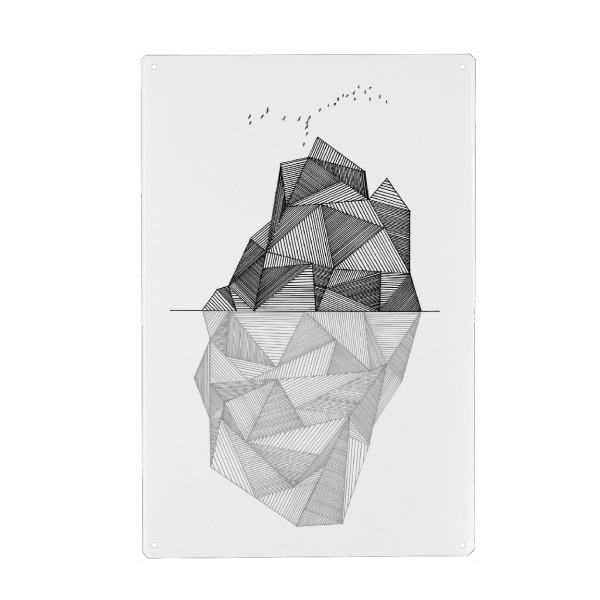 Metall Poster "Eisberg II" artboxONE - Natur,Reise,Abstrakt,Schwarzweiß,Geometrie - Eisberg,Berg,Geometrie,Natur,Minimal,Schlicht - Blechschild