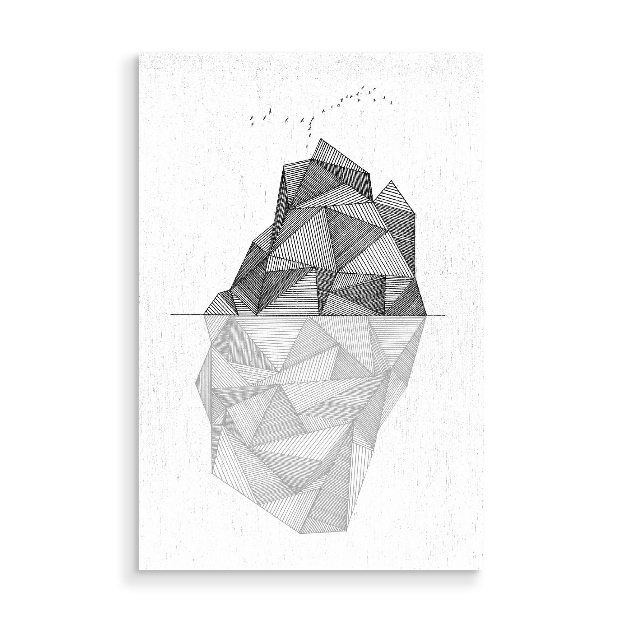 Holzbild "Eisberg II" artboxONE - Natur,Reise,Abstrakt,Schwarzweiß,Geometrie - Eisberg,Berg,Geometrie,Natur,Minimal,Schlicht