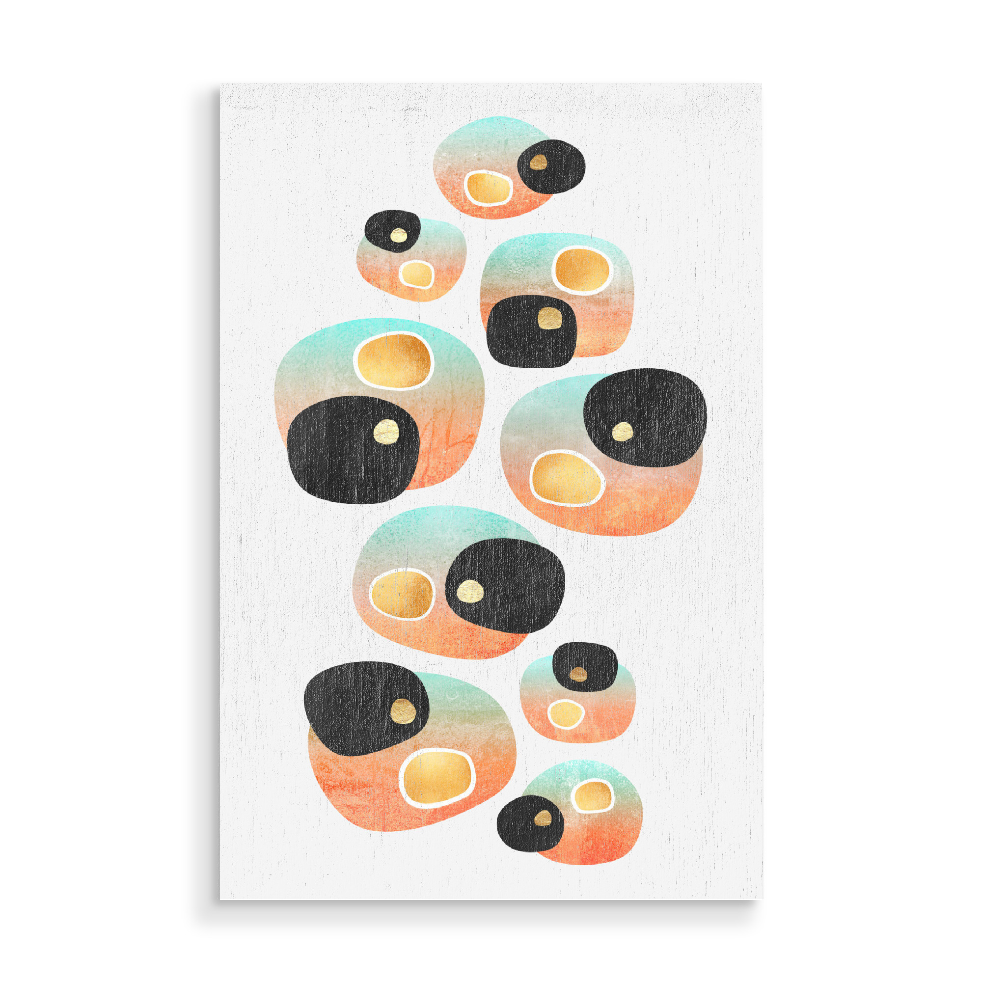 Holzbild "Tropical Pebbles" artboxONE - Abstrakt - Grafik,Abstrakt,Modern,Formen,Rund,Blase,Skandinavisch,Skandinavisch
